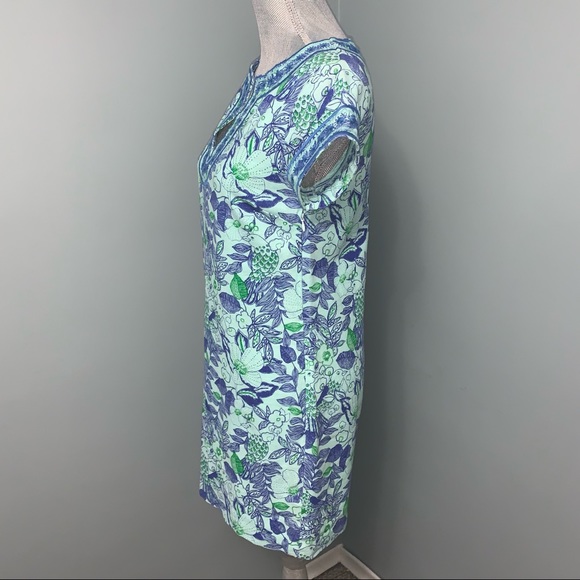 VINEYARD VINES Linen dress Embroidered flower bird tunic shift dress 00 wedding - Picture 10 of 13